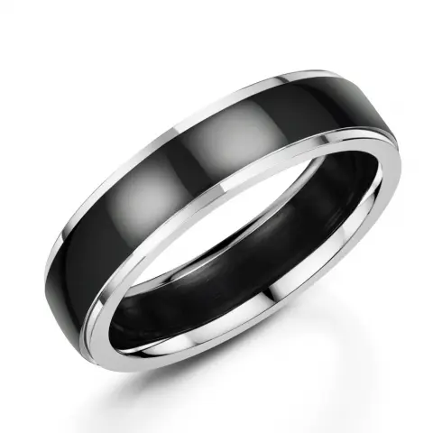 Black Zirconium Hand Engraved Ring [8mm width] Offset Koa Wood Inlay -