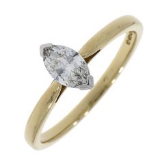 Single Stone Diamond Marquise Shaped Ring 