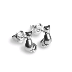 Henryka Cat Stud Earrings in Silver