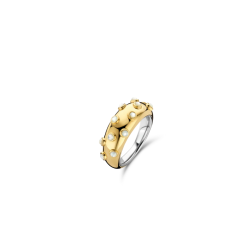 Ti Sento Milano Gold Plated  Silver Domed Ring with Pearl Doublets