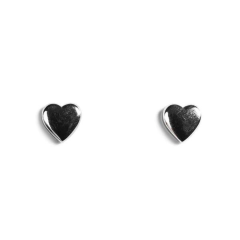 Minituare Heart Stud Eearrings In Silver