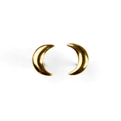 Crescent Moon Stud Earrings In Silver With 24ct Gold