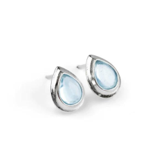 Henryka Classic Teardrop Stud Earrings In Silver And Blue Topaz