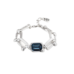 Silver Plated Unconditional Bracelet with Blue Crystal insert
