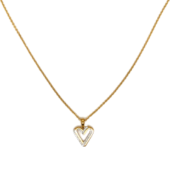 9 Carat Yellow Gold Heart Pendant with Diamonds 