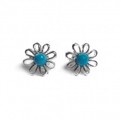Sterling Silver & Turquoise Daisy Stud Earrings  