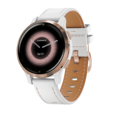 Garmin Venu 2S Rose Gold and White Leather Band