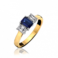 Sapphire and Diamond 3 Stone Ring 