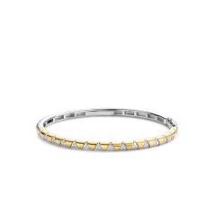 Ti Sento Milano Sterling Silver and Gold Plated Hinged Bangle with cubic Zirconia  