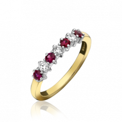 Ruby and Diamond 7 Stone Ring 