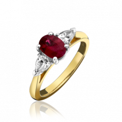 Ruby and Diamond 3 Stone Ring 