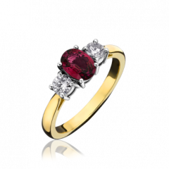 3 Stone Ruby and Diamond Ring 