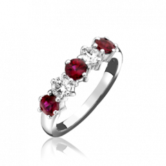 5 Stone Ruby and Diamond Ring 