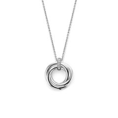 Ti Sento Milano Sterling Silver Circle Necklace with Cubic Zirconia 