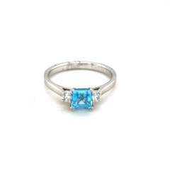 9 Carat Blue Topaz and Diamond Ring 