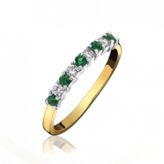 Emerald and Diamond 9 Stone Ring 