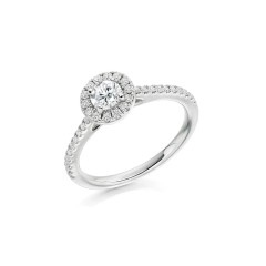 Platinum Brilliant Cut Diamond Halo Engagement Ring 