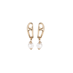 Uno de 50 Gold Plated Pearl Drop Earrings
