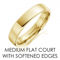 9ct, 18ct Gold or Platinum Medium Flat with a Bevelled Edge Ladies and Gents Wedding Rings