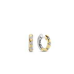 Ti Sento Milano Sterling Silver and Gold Plated Small Earring Hoops with Cubic Zirconia 
