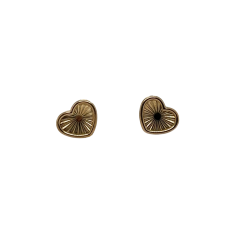 9 Carat Gold Patterned Heart Shaped Stud Earrings