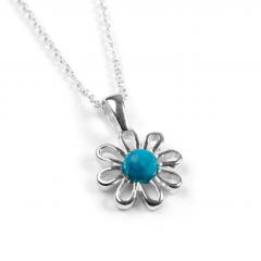 Sterling Silver & Turquoise Daisy Pendant 