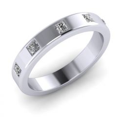 Platinum 5 Diamond Set Flat Court Wedding Ring