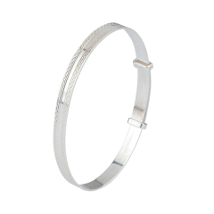 Sterling Silver Childs Bangle with Engraved Edges