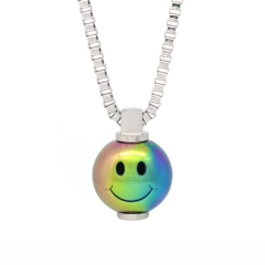 Bailey of Sheffield Big Smiley Stainless Steel Pendant Converter Necklace