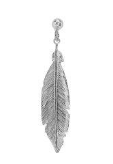 Rhodium Plated Feather Drop Earrings 