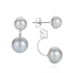 Claudia Bradby Duo Silver Pearl Earrings