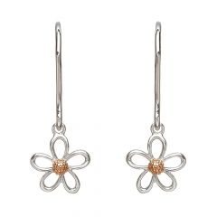 Silver and gold drop petal earrings