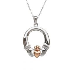 Silver and rose gold Claddagh pendant