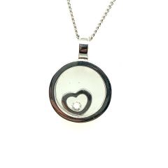 18ct W/G Floating Diamond Circle with Heart