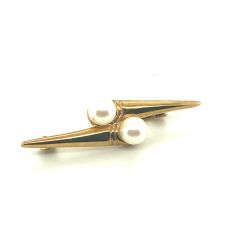 9ct Gold Double Pearl Brooch