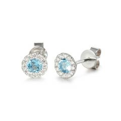 Aquamarine & Diamond Cluster Earrings 