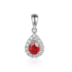9ct W/G Ruby and Diamond Pear Shaped Pendant 
