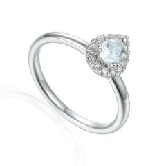 9ct Moonstone & Diamond Pear Shaped Ring 