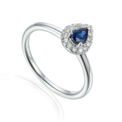 9ct Sapphire & Diamond Pear Shaped Ring 