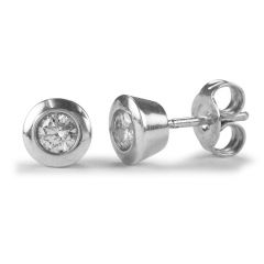 9ct White Gold Diamond Rubover set Earrings 0.10ct
