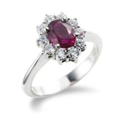 9ct Gold Ruby and Diamond Cluster Ring 