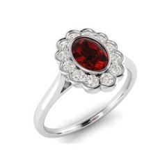 9ct Gold Ruby and Diamond Scalloped Rubover Setting 