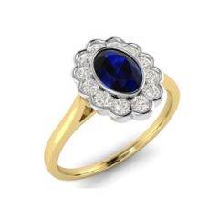 9ct Gold Sapphire and Diamond Scalloped Rubover Setting 