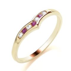 9ct  Gold Ruby and Diamond Wishbone Ring 