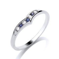 9ct  White Gold Sapphire and Diamond Wishbone Ring 