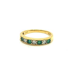 Pre-Loved 18ct Y/G Emerald and Diamond Eternity Ring 