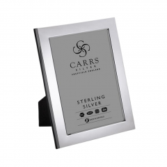 Modern Flat Sterling Silver Photo Frame With Wood Back