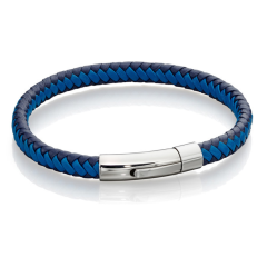 Fred Bennett Woven Blue Leather Bracelet