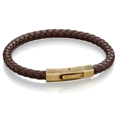 Fred Bennett Brown Leather Bracelet With Brushed Bronze Clasp