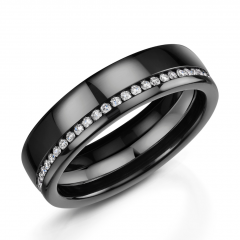 Black Zirconium and Diamond 6mm Mens Wedding Ring